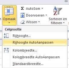 automatisch aanpassen rijhoogte excel